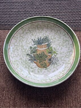Vintage Himark Italy Herb Platter Hand Painted Spongeware Ceramic Pasta Dish 13"